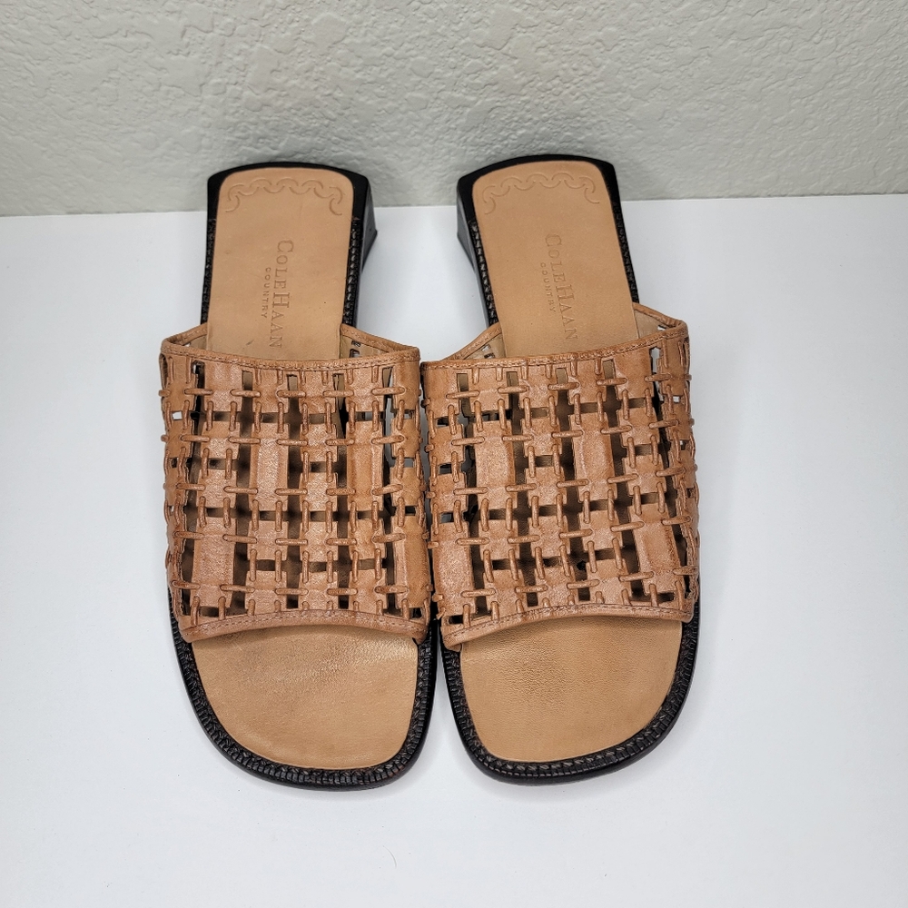 Cole Haan Womens Country Woven Leather Square Toe Slip On Sandals Size 8.5 - Picture 2 of 11